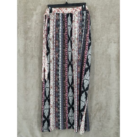 Bongo Skirt Womens Large Black Maxi Floral Boho Beachy Festival Hippie Summer - Picture 3 of 9